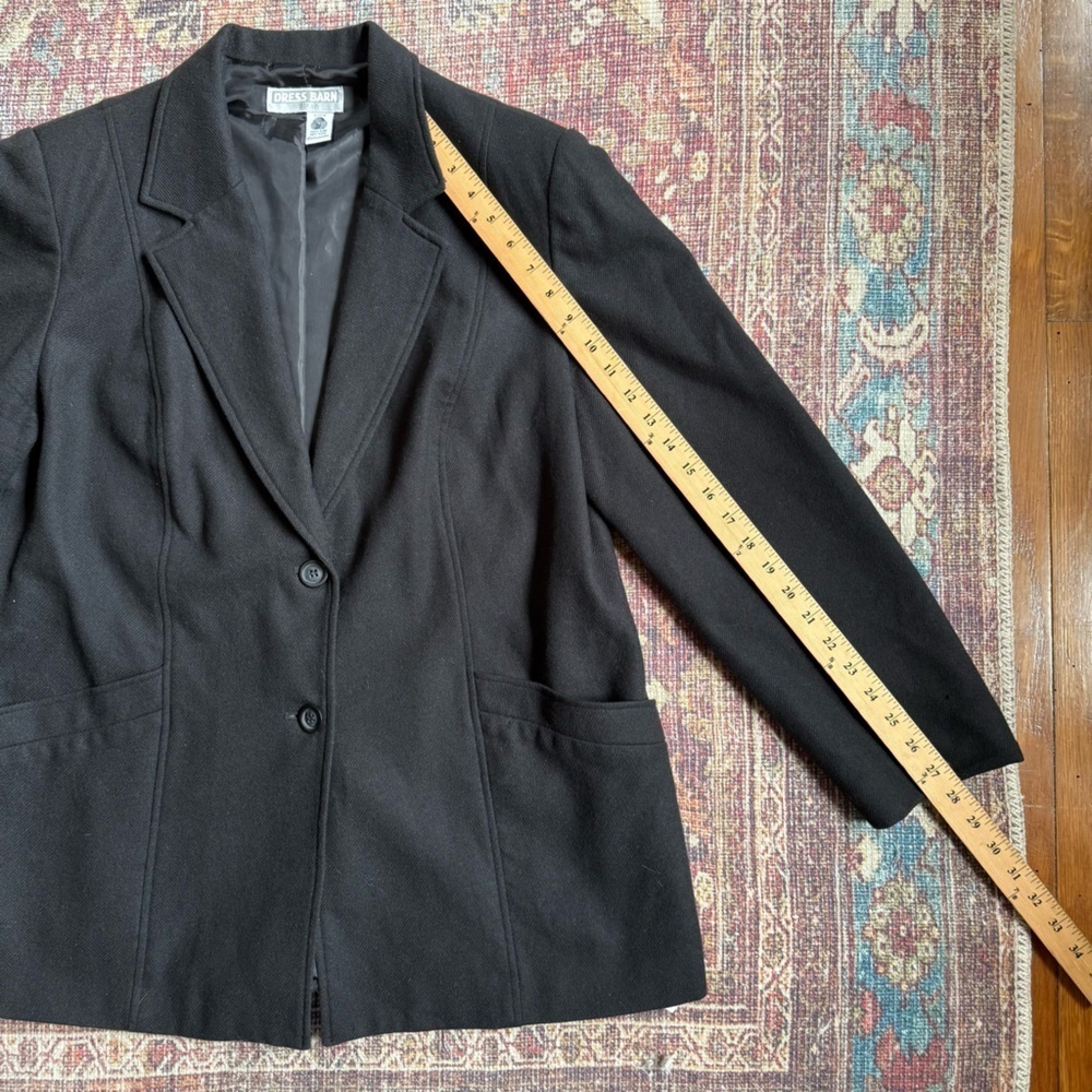 Dress Barn Black Women's Blazer Coat Wool with Structured Shoulders - Picture 3 of 9